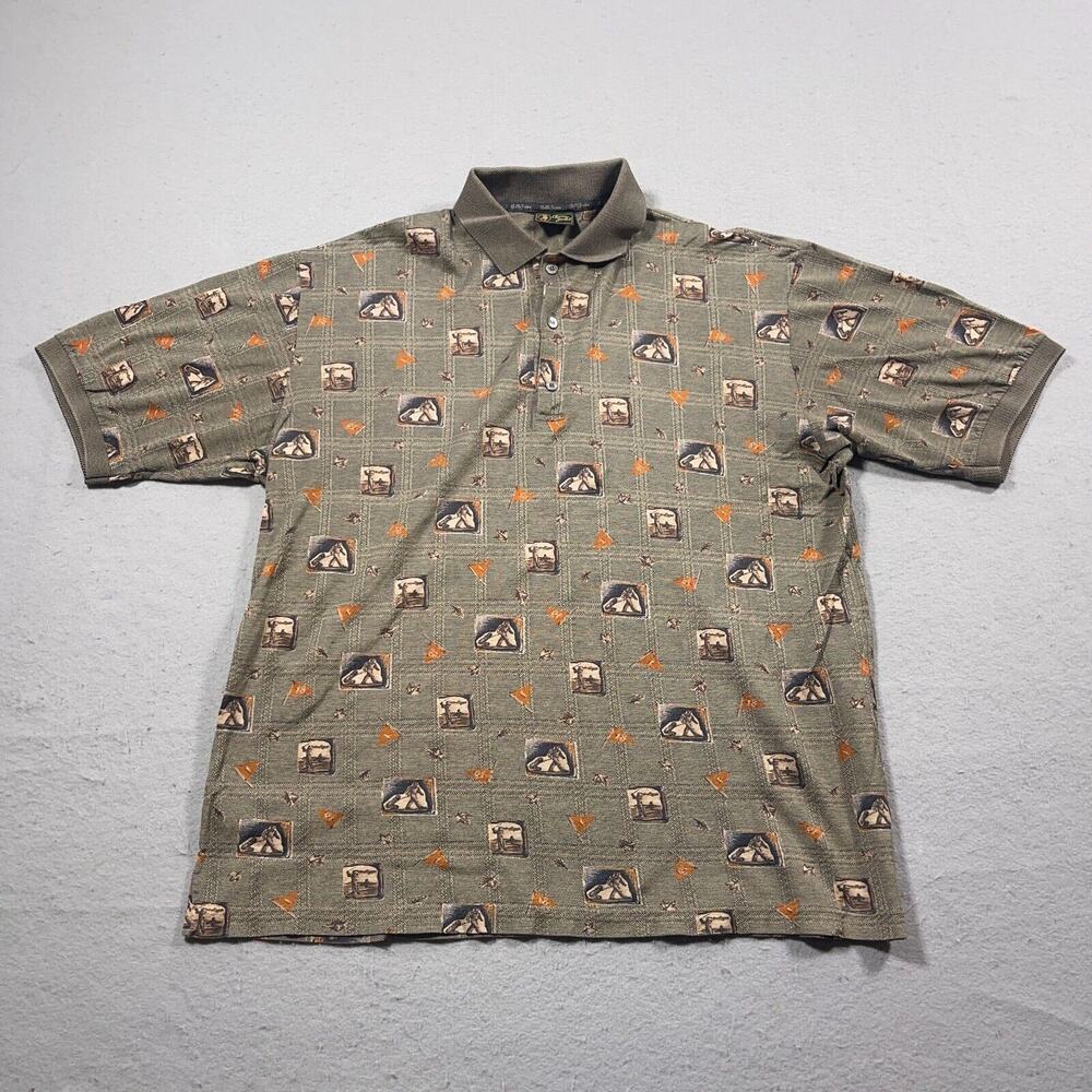 Bobby Jones Polo Shirt Mens Large Golf Horse Print Made in Italy Italy Golfwear‎